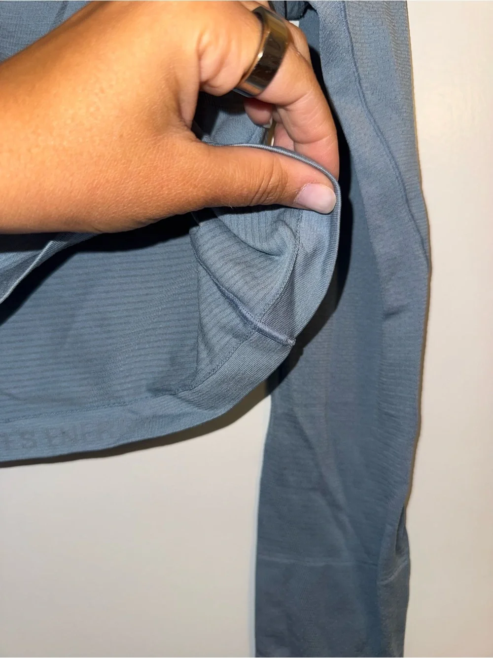lululemon athletica Long Sleeve Cropped Athletic Top - Dusty Blue